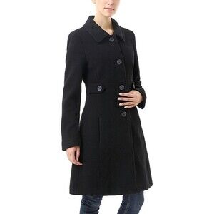 kimi + kai Women's Classic Heather Wool Walking Coat Formal Casual Chic Black S